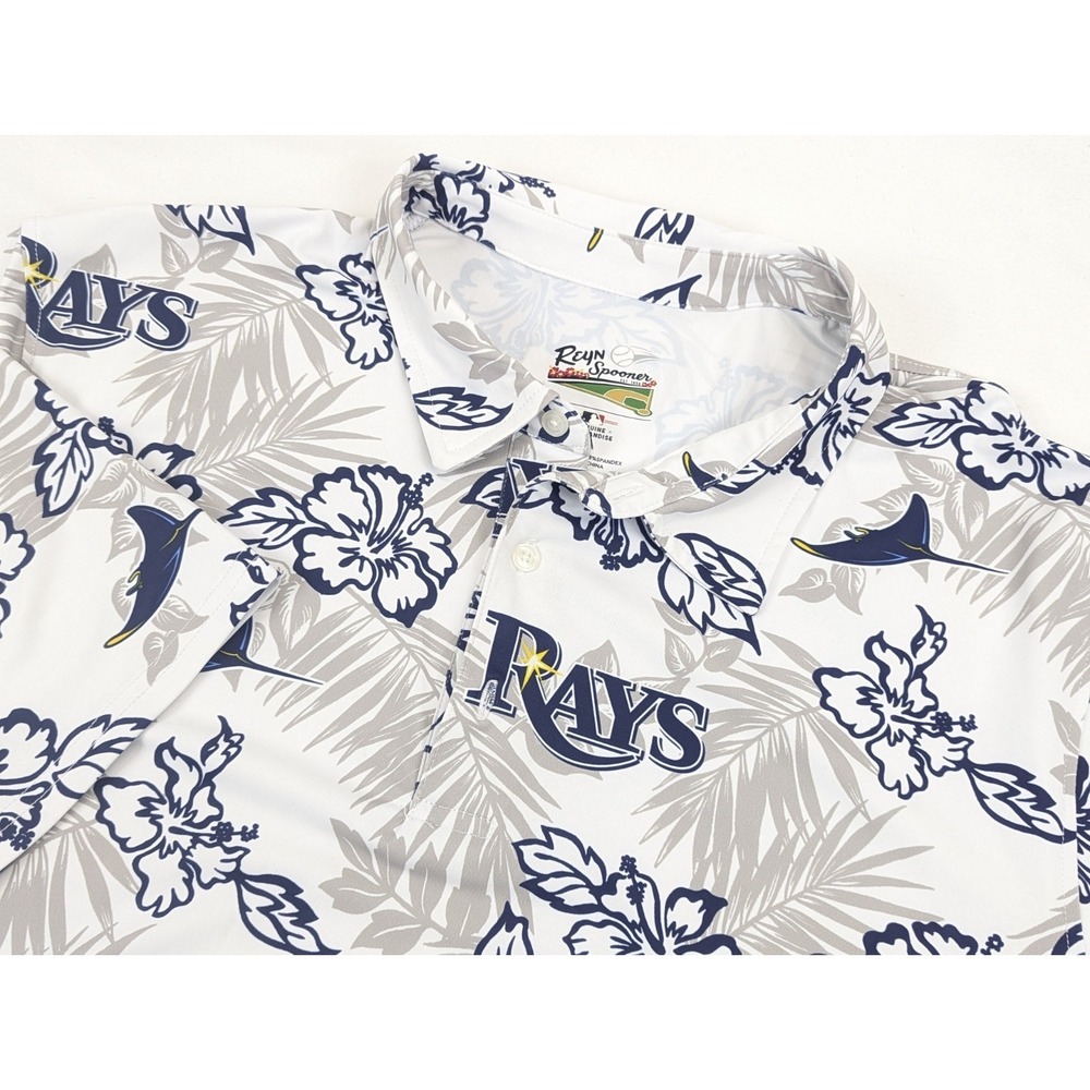 Reyn Spooner Polo Shirt Mens XL Tampa Bay Rays Hawaiian MLB Baseball Golf
